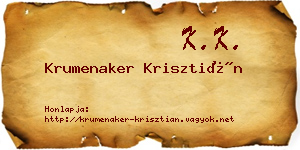 Krumenaker Krisztián névjegykártya